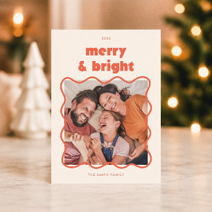 Tarjeta de Navidad con Marco Ondulado Alegre y Bri