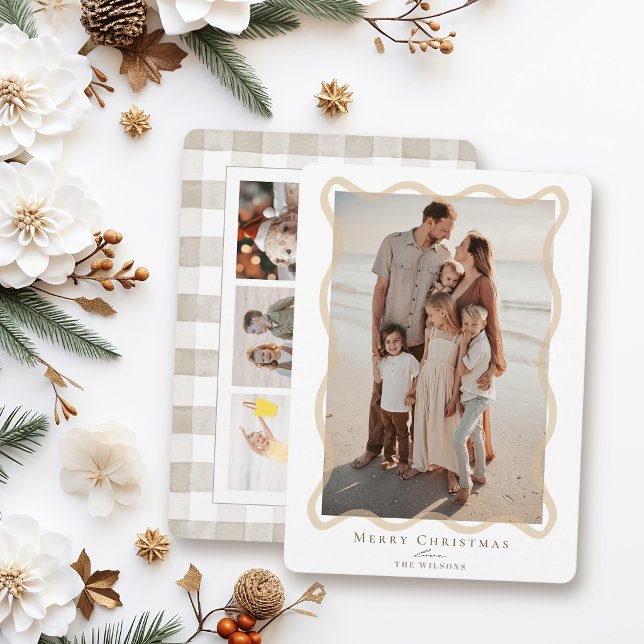 Tarjeta de Navidad con Marco Ondulado Beige para 4 (Subido por el creador)