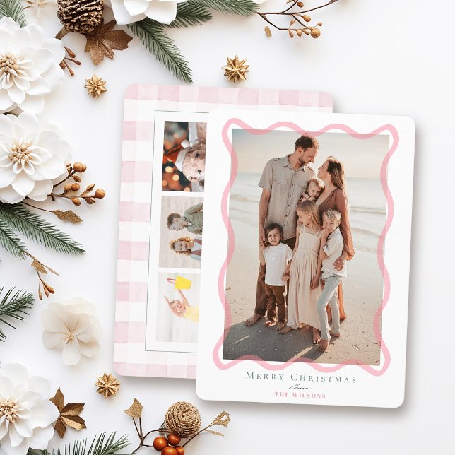Tarjeta de Navidad con Marco Ondulado Rosa para 4  (Subido por el creador)