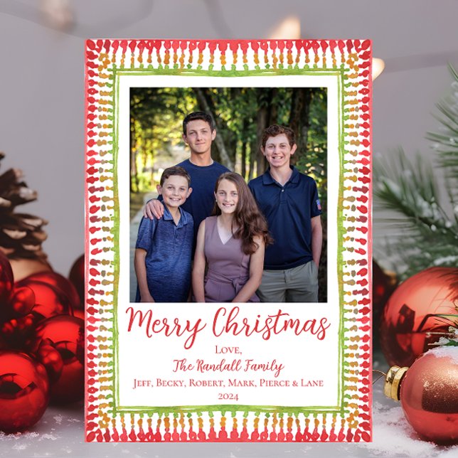 Tarjeta de Navidad con Marco Pintado de Rojo y Ver (Subido por el creador)