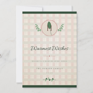 Tarjeta de Navidad con Monograma de Laurel Rojo y