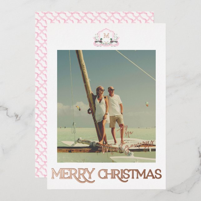 Tarjeta de Navidad con Monograma de Pato Silbón co (Anverso/Reverso)