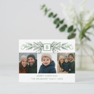 Tarjeta de Navidad con Monograma Moderno Elegante 