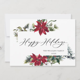 Tarjeta de Navidad con Muérdago de Poinsettia Eleg