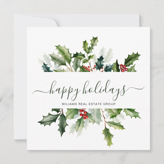 Tarjeta de Navidad con Muérdago en Acuarela para E (Anverso)
