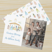 Tarjeta de Navidad con Natividad en Acuarela