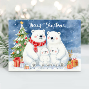 Tarjeta de Navidad con nombre de familia de oso po