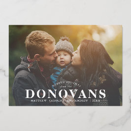 Tarjeta de Navidad con nombre destacado y boletín 