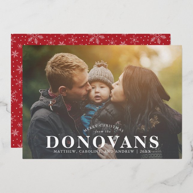 Tarjeta de Navidad con nombre destacado y boletín  (Anverso/Reverso)