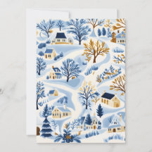 Tarjeta de Navidad con paisaje invernal festivo