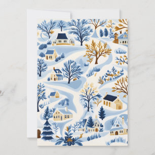 Tarjeta de Navidad con paisaje invernal festivo