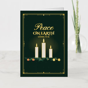 Tarjeta de Navidad con papel de oro 'Paz en la Tie