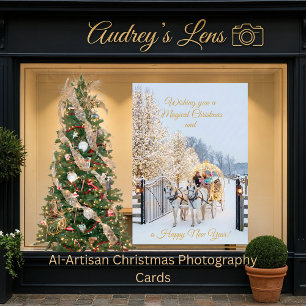 Tarjeta de Navidad con paseo mágico en carruaje de