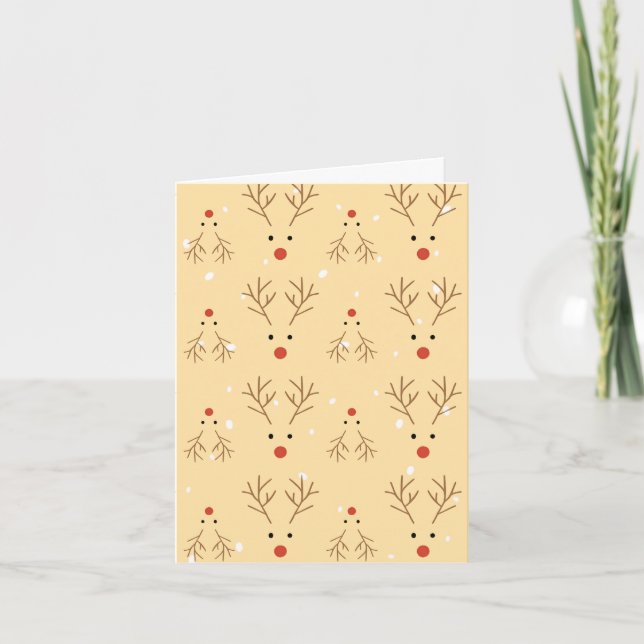 Tarjeta de Navidad con Patrón Rústico de Reno (Anverso)
