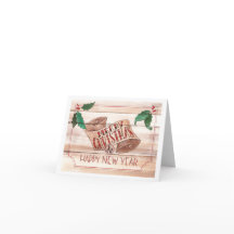 Tarjeta de Navidad con Pergamino Feliz Navidad