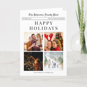 Tarjeta de Navidad con periódico y 4 fotos