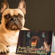 Tarjeta de Navidad con perro Bulldog Francés