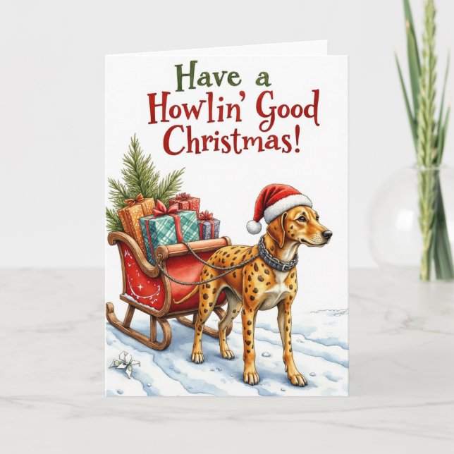 Tarjeta de Navidad con Perro Catahoula Leopard Div (Anverso)
