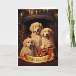 Tarjeta de Navidad con perro de raza Retriever dor