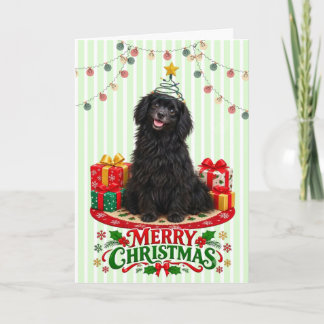 Tarjeta de Navidad con Perro Negro Adorable