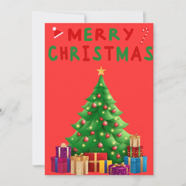 Tarjeta de navidad con Personalizable de árbol de  (Anverso)