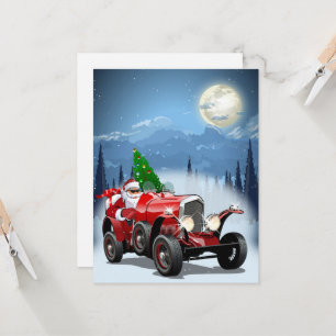 Tarjeta de navidad con personalizado retro auto y