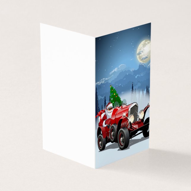 Tarjeta de navidad con personalizado retro auto y  (Exterior)