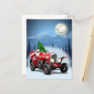 Tarjeta de navidad con personalizado retro auto y
