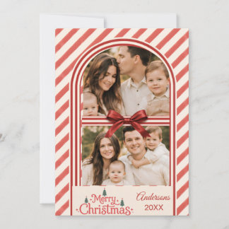 Tarjeta de Navidad con raya de caramelo pastel