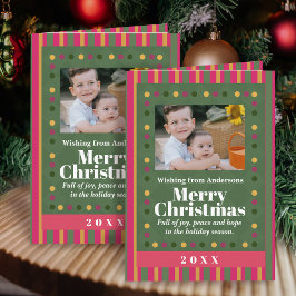 Tarjeta de Navidad con rayas de Navidad familiares