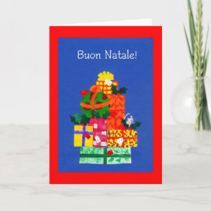 Tarjeta de navidad con regalos - Saludo italiano