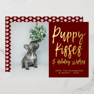Tarjeta de Navidad con relieve metálico para perro
