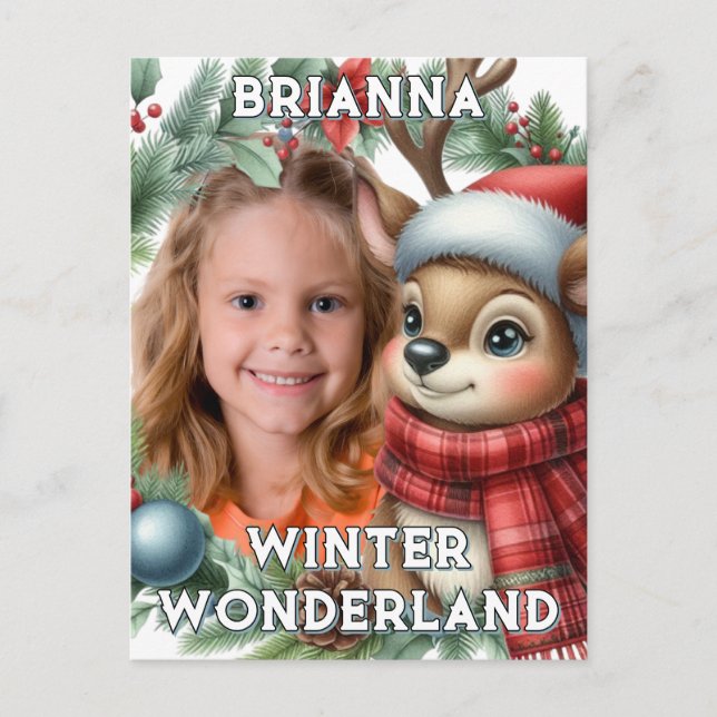 Tarjeta de Navidad con Reno Adorable (Anverso)
