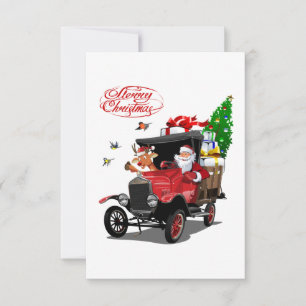 Tarjeta de Navidad con Santa de dibujos animados y