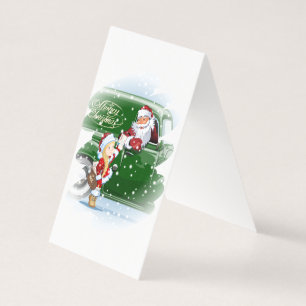 Tarjeta de Navidad con Santa de dibujos animados y