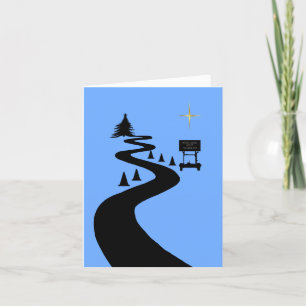 Tarjeta de Navidad con Silueta de Construcción de