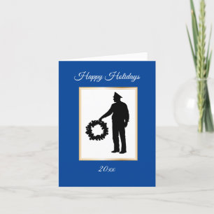 Tarjeta de Navidad con Silueta de Oficial de Polic