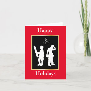 Tarjeta de Navidad con Silueta de Trabajador de la