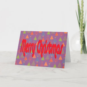 Tarjeta de Navidad con soporte violeta y t colorid