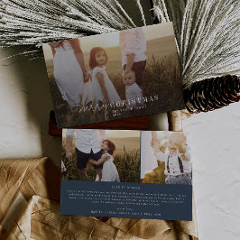 Tarjeta de Navidad con Superposición de Foto Azul 