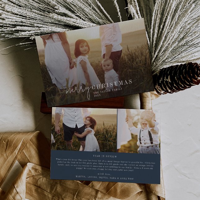 Tarjeta de Navidad con Superposición de Foto Azul  (Subido por el creador)