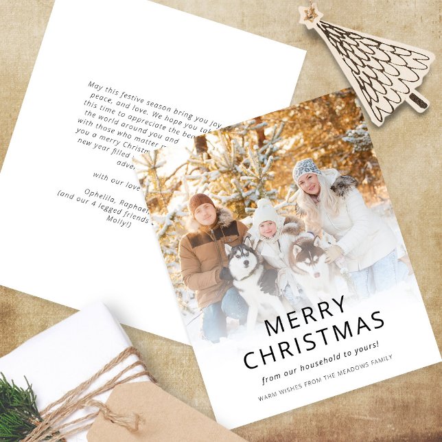 Tarjeta de Navidad con superposición de foto moder (Front and back - fully customisable)