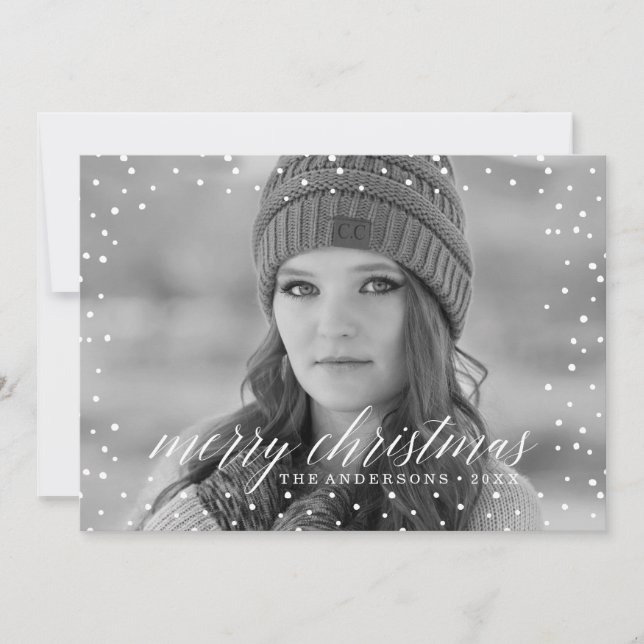 Tarjeta de Navidad con Superposición de Nieve para (Anverso)