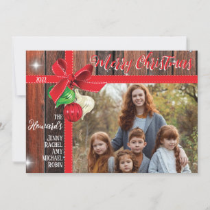 Tarjeta de navidad con tarjeta plana de foto perso