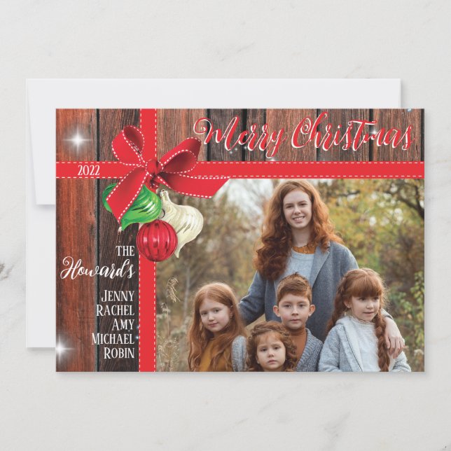 Tarjeta de navidad con tarjeta plana de foto perso (Anverso)