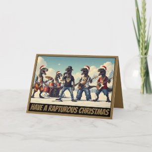 Tarjeta de Navidad con tema de dinosaurios