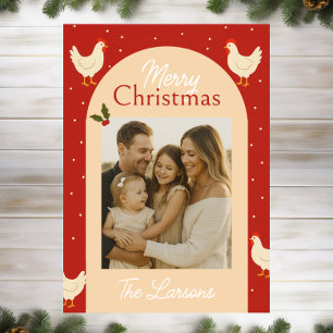 Tarjeta de Navidad con tema de gallina