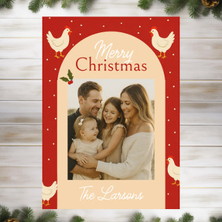 Tarjeta de Navidad con tema de gallina