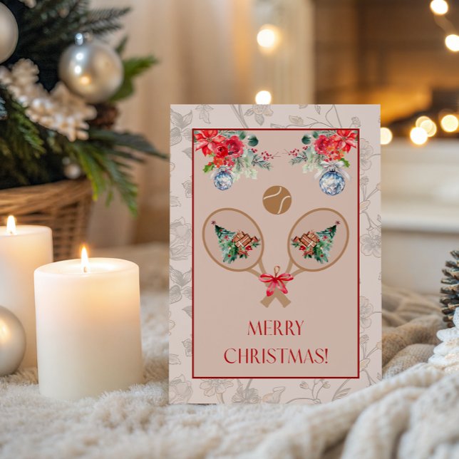 Tarjeta de Navidad con tema de Padel – Motivo de r (Bright, Unique & Charming Padel-inspired party collections to enhance your Christmas celebrations!)