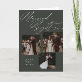 Tarjeta de Navidad con tipografía de guión casados